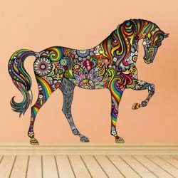 Buntes Pferd - Wandaufkleber - Vinyl Wandbildkunst