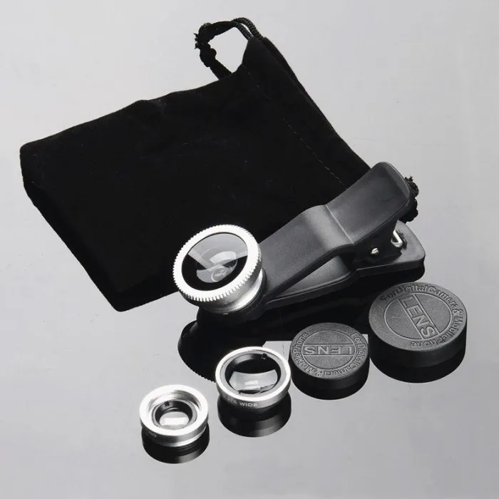 3 in 1 - fisheye - groothoek - macro - cameralens met clip voor iPhone / SamsungLenzen