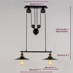 Vintage hanging pulley lamp - 2 / 3 heads - E27 - AC110 - 240V