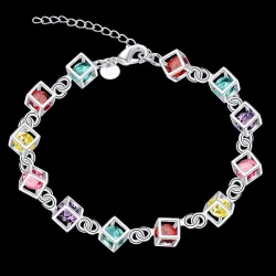 Multi-colored cubes bracelet - 925 sterling silver