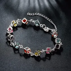 Moniväriset kuutiot - 925 sterling hopea