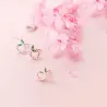 Small circles & leaves - rose gold / silver stud earrings - 925 sterling silver