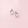 Círculos pequenos e folhas - rosa brincos de ouro / prata - 925 prata esterlina