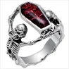 Vampire coffin - skeleton - vintage silver ring