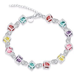 Bracelet en cubes multicolores - 925 argent sterling