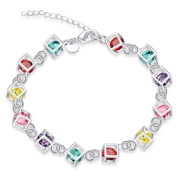 Moniväriset kuutiot - 925 sterling hopea