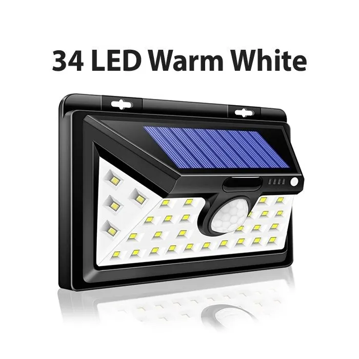 LED solljus - utomhus - rörelsesensor - vägg - vattentät - 34 LEDS