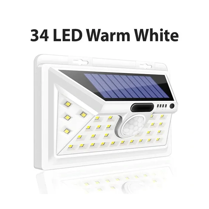 LED solljus - utomhus - rörelsesensor - vägg - vattentät - 34 LEDS