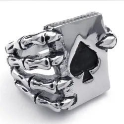 Claw holding poker cards - sormus - metalli