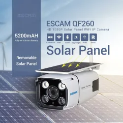 ESCAM QF260 - WiFi - langaton - IP67 - 1080P 2.0MP - aurinkosähkö - PIR - turvakamera