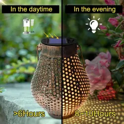 Iluminación solarLinternas de hierro con mango - solar - luz de jardín impermeable