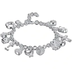 Elegant armband med 13 charm - 925 sterling silver