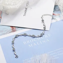 Bracelet with hearts & zirconia - 925 sterling hopea