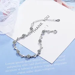 Armband med hjärtan & zirconia - 925 sterling silver