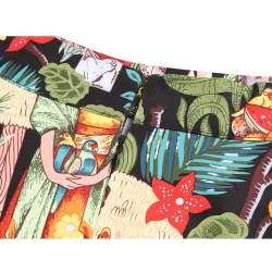 VestidosVintage - falda alta cintura - flores & impresión de Halloween - cráneos - algodón