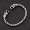 PulserasPulsera vikinga vintage con cabeza de lobo - plata - oro
