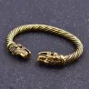 Pulseira viking vintage com a cabeça de um lobo - prata - ouro