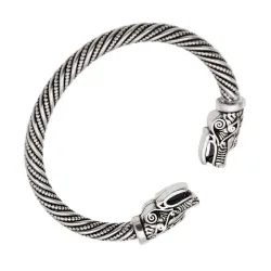 Vintage viking armband med en varg huvud - silver - guld