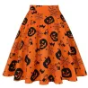 Vintage - high waisted skirt - flowers & Halloween print - skulls - cottonDresses