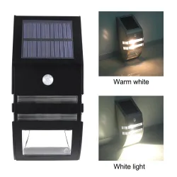 Solar LED Ljus - Utomhus - Motion Sensor - Rostfritt stål - Svart - Vit