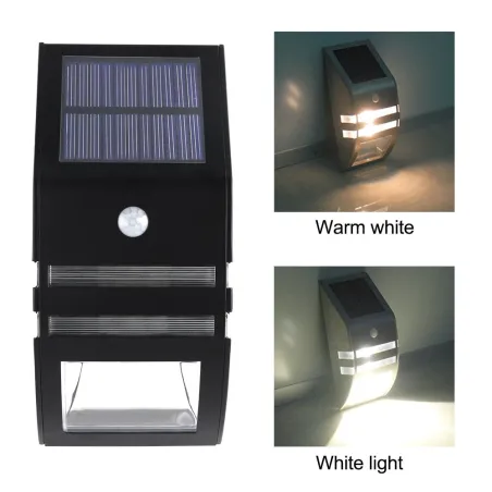 Solar LED Ljus - Utomhus - Motion Sensor - Rostfritt stål - Svart - Vit