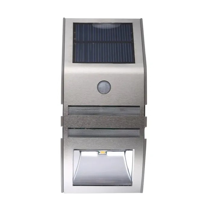 LED solaire Lumière - Extérieur - Capteur de mouvement - Acier inoxydable - Noir - Blanc