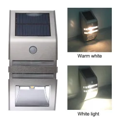 LED solare Luce - Outdoor - Sensore di movimento - Acciaio inossidabile - Nero - Bianco