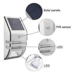 Iluminación solarLED solar Luz - exterior - Sensor de movimiento - acero inoxidable - negro - blanco