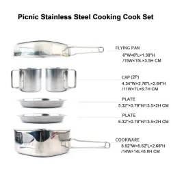 Backpacking - Camping - Cookware Pot Set - ruostumaton teräs