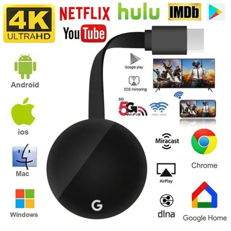 4K - TV Stick - HDMI - Mídia - Vídeo Streamer - HD - Wireless - 5G - WiFi - Dongle Receiver - cromecast 3
