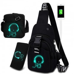 Caixa luminosa / bolsa de ombro - mochila - porta de carregamento USB