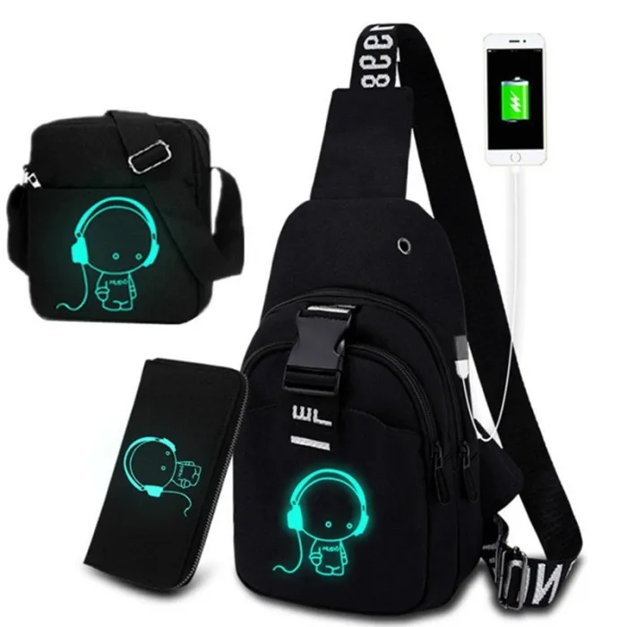 Leuchtende Brust / Schultertasche - Rucksack - USB Ladeanschluss