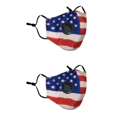 2 - 4 pezzi - PM2.5 - maschera protettiva / bocca con valvola d'aria & filtro - riutilizzabile - bandiera americana