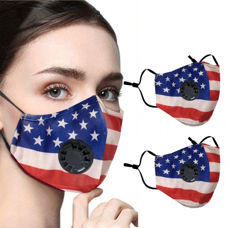 2 - 4 pezzi - PM2.5 - maschera protettiva / bocca con valvola d'aria & filtro - riutilizzabile - bandiera americana