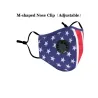 2 - 4 Stück - PM2.5 - Schutzfläche / Mundmaske mit Luftventil & Filter - wiederverwendbar - Amerikanische Flagge