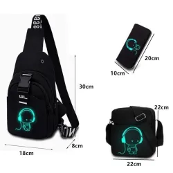 Leuchtende Brust / Schultertasche - Rucksack - USB Ladeanschluss