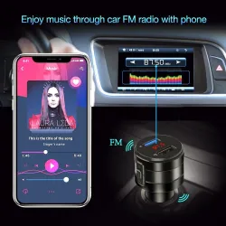 Handsfree - Bluetooth - 4.2 FM - Transmetteur - Chargeur de voiture - Adaptateur USB double - lecteur MP3