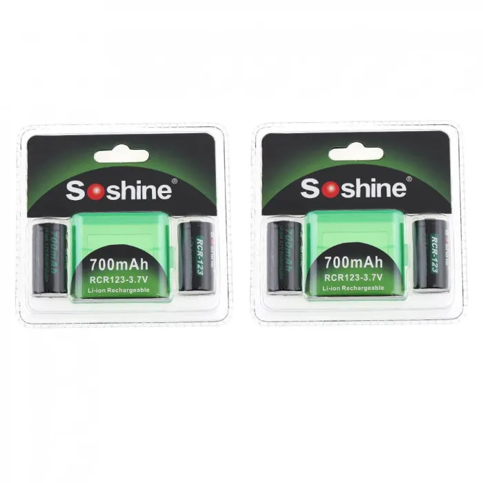 4pcs - 700mAh - Li-ion Rechargeable Battery - 2pcs Battery Storage Box - Flashlights - Headlamps