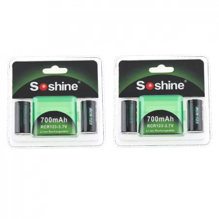 4pcs - 700mAh - Li-ion Rechargeable Battery - 2pcs Battery Storage Box - Flashlights - Headlamps