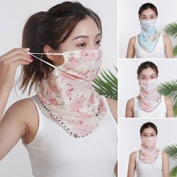 Chiffon scarf - ansikte / nacke / munskydd med öronslingor - anti-UV-skydd