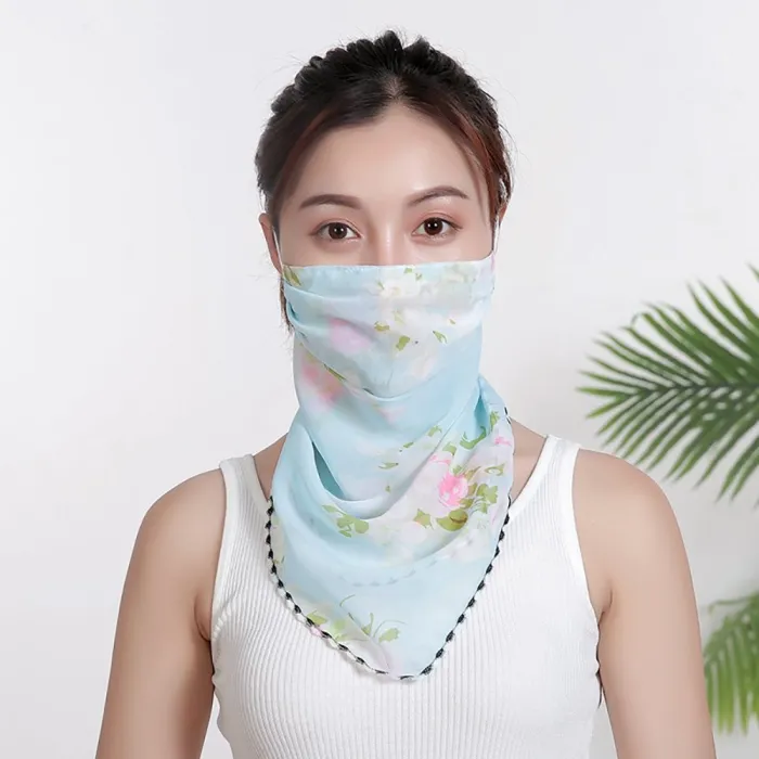 Sciarpa chiffon - copertura viso / collo / bocca con auricolari - protezione anti-UV