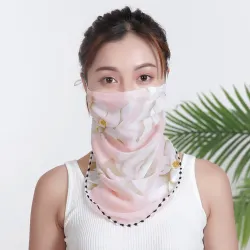Chiffon scarf - ansikte / nacke / munskydd med öronslingor - anti-UV-skydd