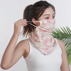 Chiffon scarf - ansikte / nacke / munskydd med öronslingor - anti-UV-skydd