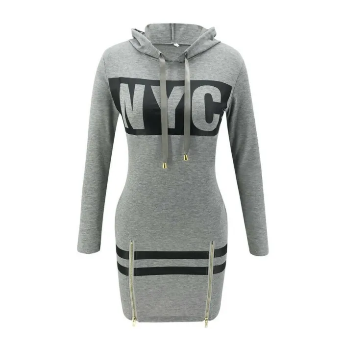 Hoodies & JerséisCartas de Nueva York impresas - vestido mini manga larga - sudadera