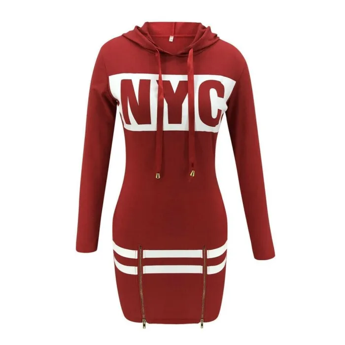 Stampato lettere NYC - mini abito a maniche lunghe - hoodie