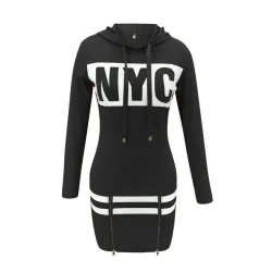 Hoodies & JerséisCartas de Nueva York impresas - vestido mini manga larga - sudadera
