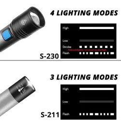 USB Rechargeable - Lampe de poche LED - T6 - 1200mAh - étanche