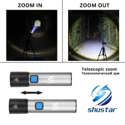 USB ladattavissa LED Flashlight - T6 - 1200mAh