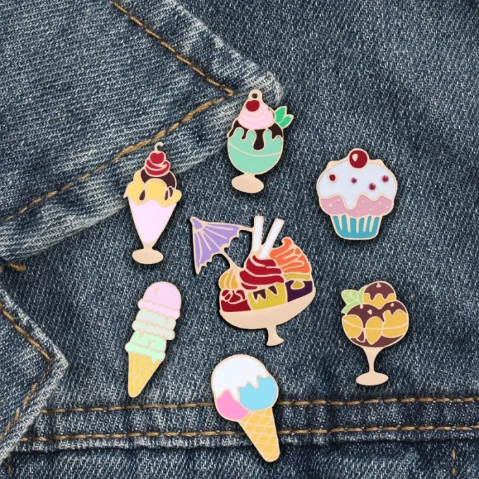 Crème glacée - Cake - Cartoon - Brooch
