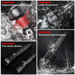Kraftfull LED Ficklampa - XHP - Torch Support - Mircro laddning